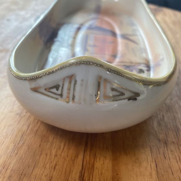 Nippon 12" Porcelain Hand Painted Canoe Shaped Dish / Tray - Picture 9 of 11